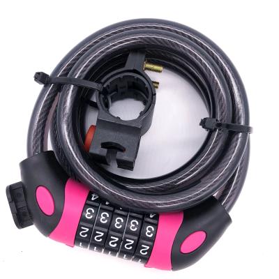 China Waterproof Cover 2021 New Anti Theft Bicycle Lock Corrosion Resistance 5 Digital Cable Lock With Bracket for sale