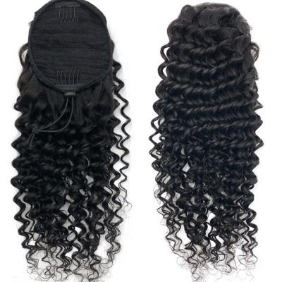 China Highknight Colors Curly Virgin Hair Ponytail Unprocessed Deep Wave Hair Natural Ponytail Extensions Bundle for sale