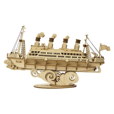 China Laser Cutting Robotime DIY Assembly Cruise Ship Model Jigsaw TG306 Educational Toys For Children 3D Wooden Puzzle for sale