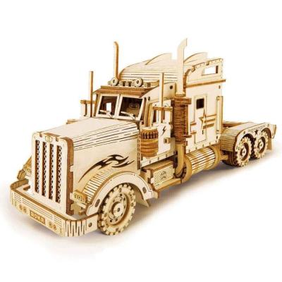 China DIY TOY Robotime Heavy Truck Car Assembly Toy Wooden Mechanical 3D Puzzle For Adults for sale