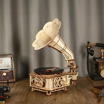 China China Robotime Rokr LKB01 Phonograph Classic Puzzle Toys Eco-Friendly Wood Opens Wooden 3D Puzzles for sale