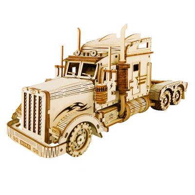 China DIY TOY Toys Factory Kids Mechanical IQ Car Truck 3D Wooden Puzzle for sale