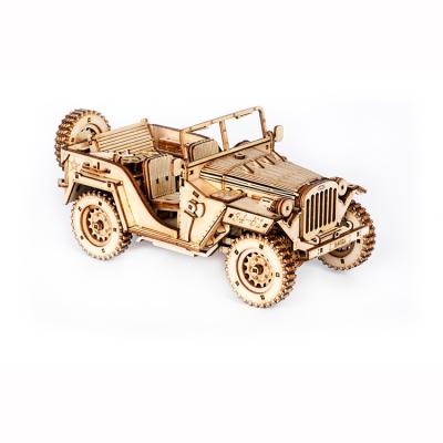 China DIY TOY Robotime Educational Kids Toys Wood Opens DIY Toys Assembly Mechanical 3D Model Kit Set Car Wooden Puzzle Children Car For Gifts for sale