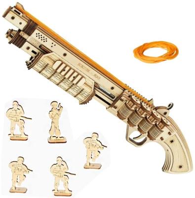 China Diy Toys Robotime Rokr Crafts Jigsaw Bungee Band Wooden Gun Toys and Hobbies 3D Wooden Puzzles for Kids and Children for sale