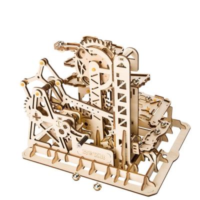 China Mechanical Decoration ROKR Gears Tower Wooden Coaster Puzzle 3D Model for sale