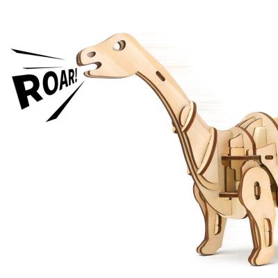 China DIY TOY Family Wooden 3D DIY Assembly Dinosaur Puzzle for sale