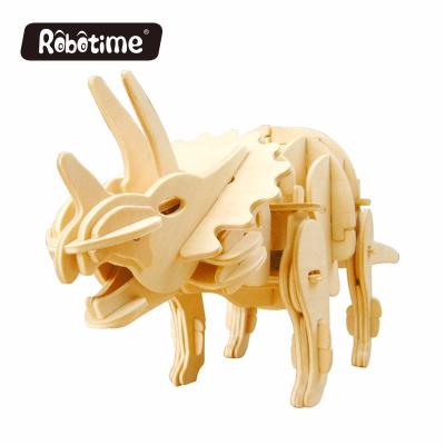 China DIY TOY Robotime DIY Self Assembly Toy Dinosaur Model 3D Wooden Puzzle for sale