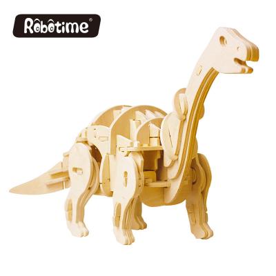 China DIY TOY Best Sale Educational 3D Wooden Dinosaur Puzzle Toy for sale