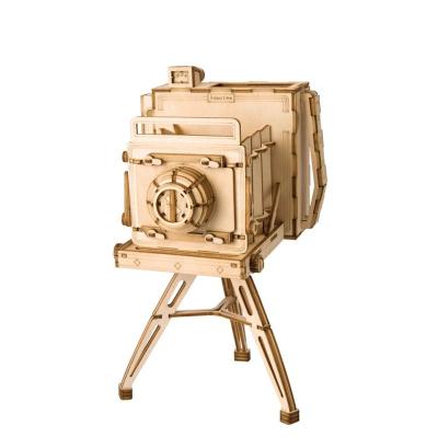 China Eco-friendly Laser Cutting DIY Assembly Toys Vintage Camera 3D Plywood Puzzle for sale