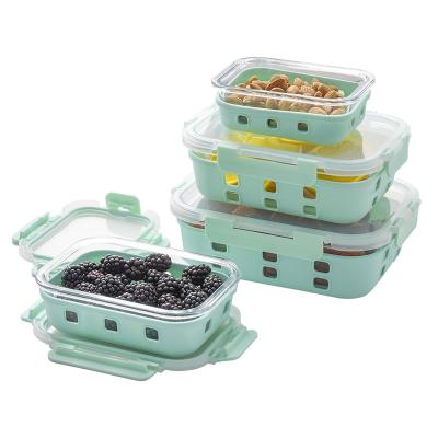 China Microwavable Durable Clear Glass Food Container Storage Containers For Kitchen for sale