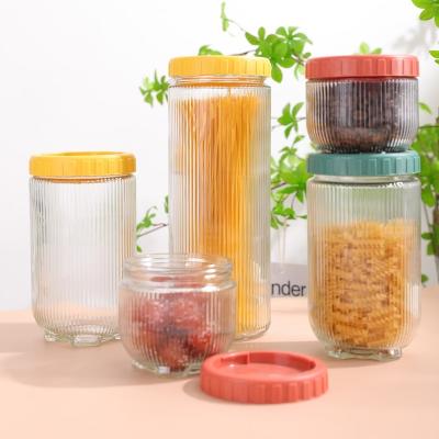 China 3Pcs/set Heatable Storage Bottles And Jars Sets Food Storage Container Airtight Glass Jars Borosilicale Glass Jar With Lid for sale