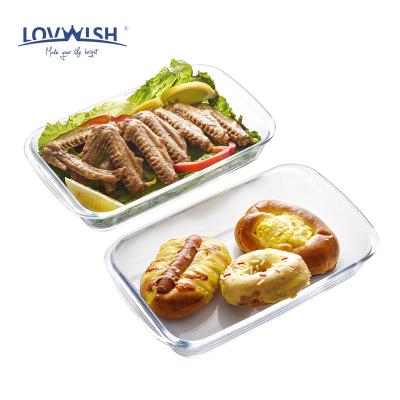 China High Quality Bakery Tray Glass Baking Dish Set Sustainable Household Items Rectangle Borosilicate Glass for sale