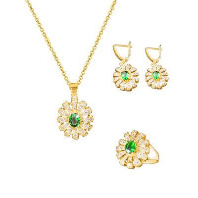 China Shiny Polished High Quality 24k Gold Plated Jewelry Set Double Color Combination Necklace Earrings Neckless Gold Plated Fine Jewelry for sale