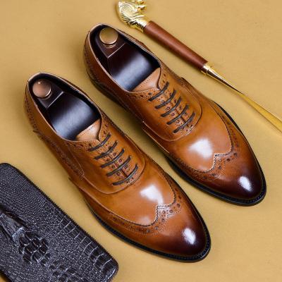 China Fashion Trend Men's Casual Genuine Leather Headed Toe Business Wedding Dress Shoes Boots for sale