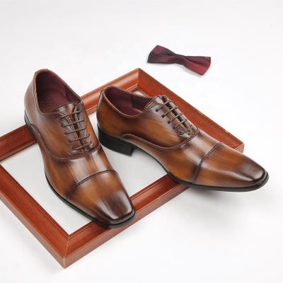 China Fashion Trend Men Leather Trim Shoes Business Dress Classic Style Lace Up Pointed Toe Shoes For Men Oxford Shoes for sale