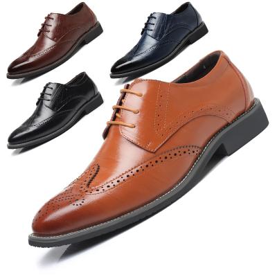 China Fashion Trend Leather Headed Toe Bullock Shoes Dress Business Oxford Leather Casual Wedding Lace Up Shoes for sale