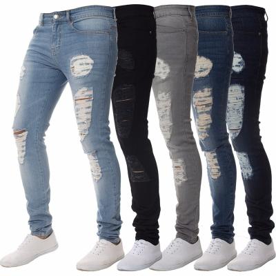 China Street Style QUICK DRY Mens Ripped Skinny Stretch Distressed Destroyed Slim Jeans Denim Pants Jeans For Men for sale