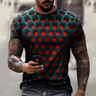 China Anti-Wrinkle 3d Print American Tee Mens Clothing Tops Shorts Sleeve Oversized O-Neck Cotton Tees Optical Illusion Tees For Men for sale