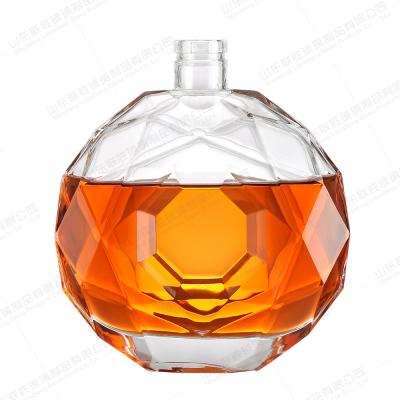 China 375ml Healthy Lead-free Glass Vodka Whiskey Bottle Mini Glass Bottles with Cork Lid for sale