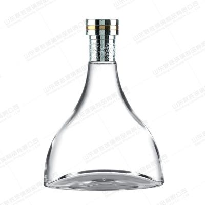 China Conical Flat Glass Decanter 375ml 500ml 750ml With Hot Stamping Surface Handling for sale