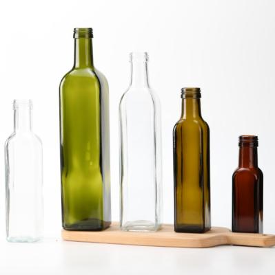 China Sealing Type Pull Ring Square Clear Glass 250ml 500ml Olive Oil Bottle With Lid for sale