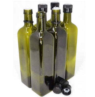 China Hot Stamping Clear Round Dark Green Glass Bottle 250ml 500ml for Cooking Olive Oil for sale