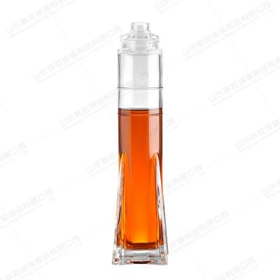 China Glass Rectangle Empty Square Drinking Gin Xo Brandy Vodka Whisky Rum Liquor Bottle for sale