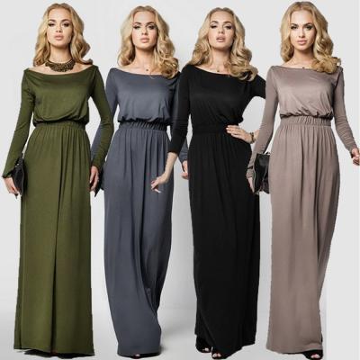 China New Viable Women Long Sheath Loose Fit Off The Shoulder Autumn Spring Casual Maxi Dress for sale