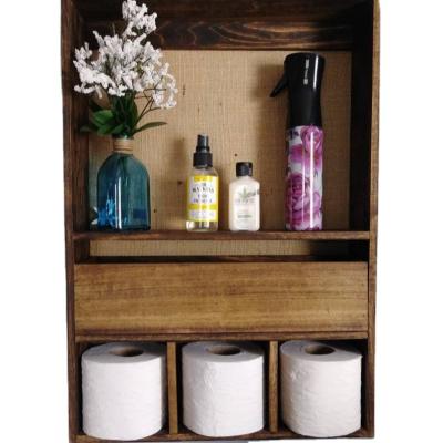 China Rustic / Regular Styled Farmhouse Bathroom Organizer Wall Shelf With Drawer for sale