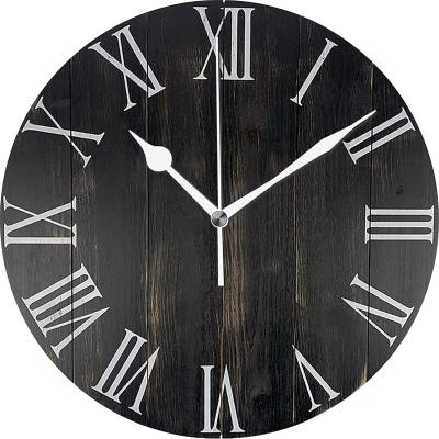 China 12 Inch Decor Radio Black Silent Non Ticking Battery Operated Home Wall Clocks for sale