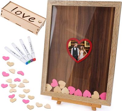 China Wooden Picture Frame Regular Wedding Guest Book Alternative For Wedding Reception for sale