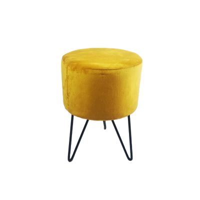 China Abrea (Size) Gold Adjustable Round Ottoman Home Collection Steel Yellow Velvet for sale