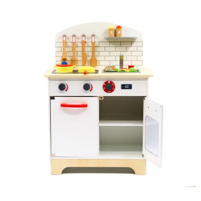 China Wood Customize White Wooden Modern Toy Kitchen Set Toy Play Kitchen Play For Kids for sale