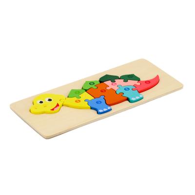 China Eco-friendly Material Dinosaur Jigsaw Puzzle Stereo Board Thickened Children Wooden Animal Puzzle for sale