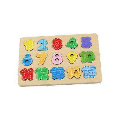 China Wooden Educational Baby Hand Hold Puzzle Kids Wooden Letters Eco-friendly Toy Alphabet And Digit Learning Puzzle Toy for sale