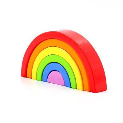 China Creative Montessori Eco-friendly Material Building Block The Rainbow Educational Stacker Wooden Toys Toy for sale