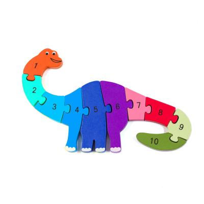 China Eco-friendly Jigsaw Toy Early Education Dinosaurs Wooden Material Plywood Puzzle for sale