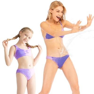 China New Item Breathable High Temperature Discoloration Swimwear Women Kids Swimwear Swimsuits Color Changing Bikini Set For 2022 for sale