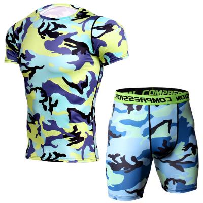 China Short Sleeve Hot Sale Products Customize Gym Digital Printing Rashguard BJJ Shorts Sleeve Custom Sublimated 2 Piece Tracksuit Men's Rash Guard for sale