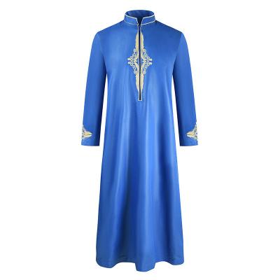 China MAN Men's Maxi Dress Embroidered Business Occasion Dress Solid Color Outdoor Formal Maxi Dress Middle East Loose Muslim Long Sleeve for sale