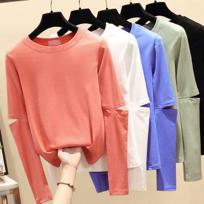 China Women Anti-Shrink Long Sleeve Office Ladies Wear Loose Female Oversized T-shirt T-shirt Woman Clothing Tops Girls Bandage Tee for sale