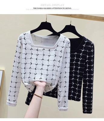 China 2020 Anti-Shrink Women Office Ladies Wear Graphic Print Long Sleeve T-shirt Clothing Tees Female Oversized Loose Top T-shirt for sale