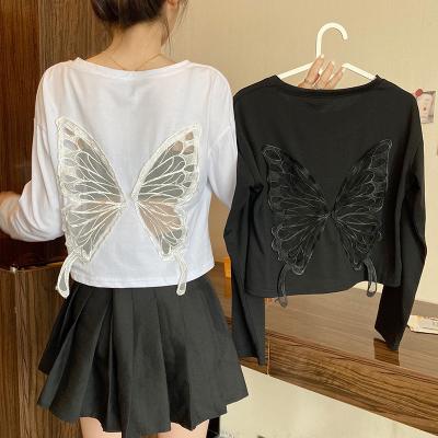 China Anti-pilling best price fashion women's solid color long sleeve blouse shirt loose top office ladies apparel summer to wear oversized T-shirt for sale