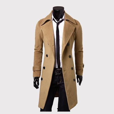 China Anti-wrinkle fashionable men's long coat korean men's woolen double breasted anorak for sale