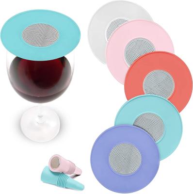 China Non Spill Wine Drinking Cup Cover Wine Glass Covers Colorful Wine Glass Protector for sale