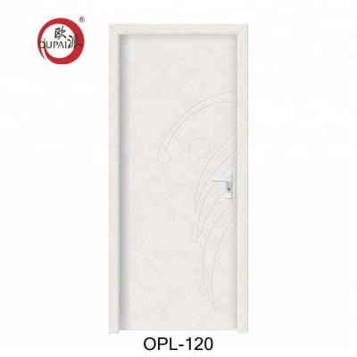 China Swing Prettywood Frosted Wood Design HDF MDF Interior PVC Toilet Bathroom Door Price for sale