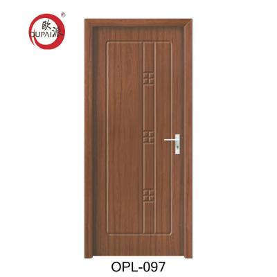 China New Swing Design Pintu PVC Door With Line Carved Wood Plastic Composite Door for sale