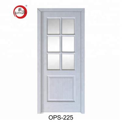 China Newest Selling White Wood Color Water Resistant Swing Bathroom Interior Frosted Glass Door for sale