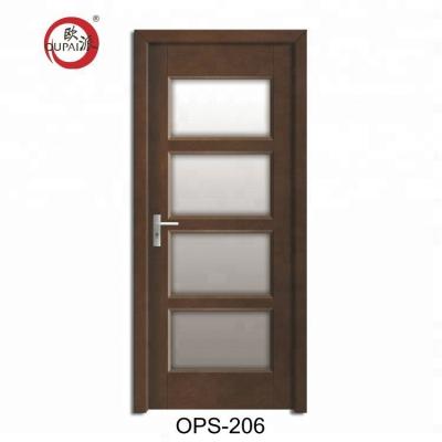 China New Design 4 Panel Glass Aluminum Wood Swing Door With Classic Design Interior Door for sale