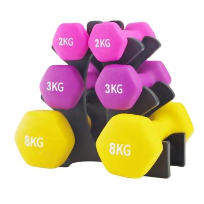 China Custom Colored Home Fitness Weightlifting Gym Neoprene Dumbbell Set for sale